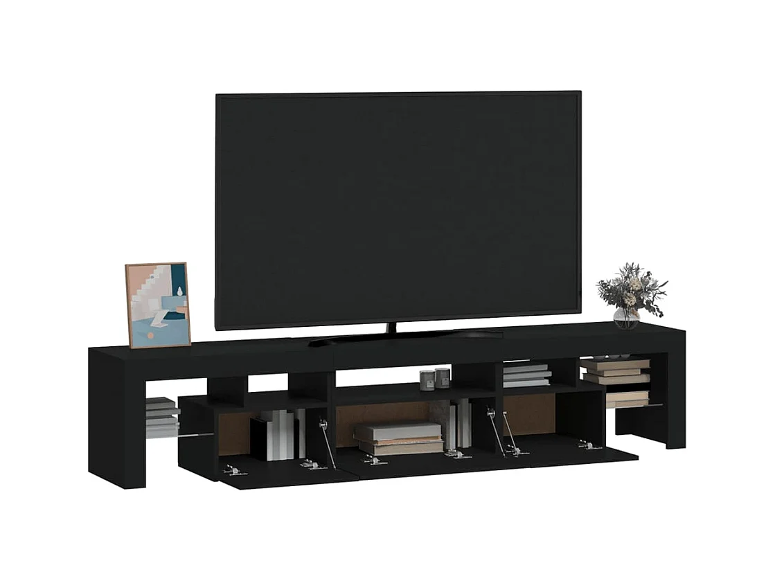 Tahlequah  Meuble TV avec lumières LED Noir 200x36,5x40 cm