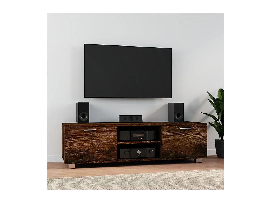 Stuarts Draft  Meuble TV Chêne fumé 140x40,5x35 cm Bois d'ingénierie