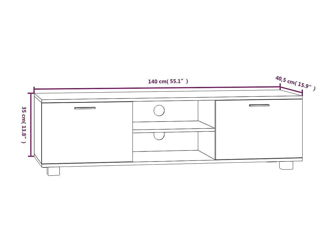 Stuarts Draft  Meuble TV Chêne fumé 140x40,5x35 cm Bois d'ingénierie