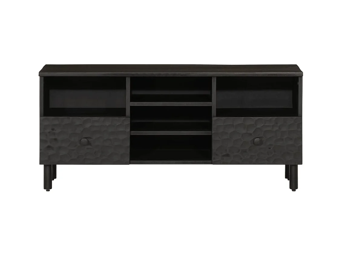 Luc-Élie  Meuble TV noir 100x33x46 cm bois massif de manguier