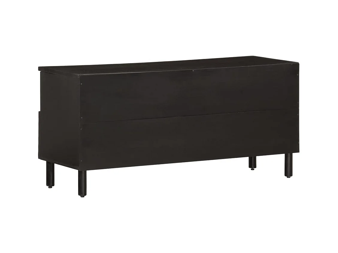 Luc-Élie  Meuble TV noir 100x33x46 cm bois massif de manguier