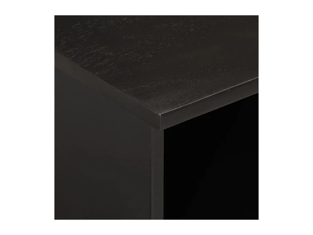 Luc-Élie  Meuble TV noir 100x33x46 cm bois massif de manguier