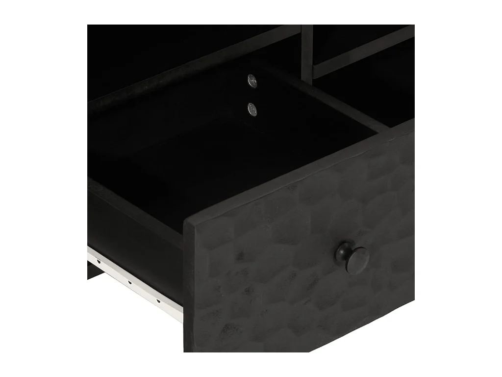 Luc-Élie  Meuble TV noir 100x33x46 cm bois massif de manguier