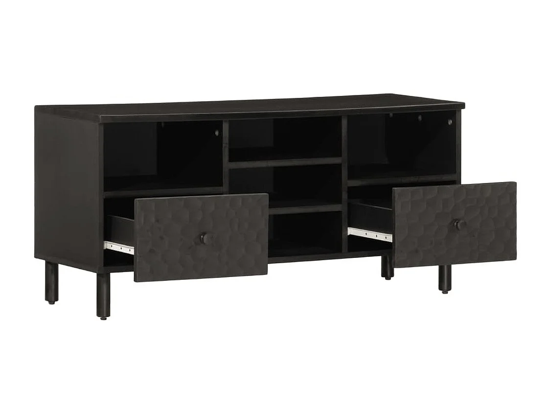 Luc-Élie  Tv-meubel 100x33x46 cm massief mangohout zwart