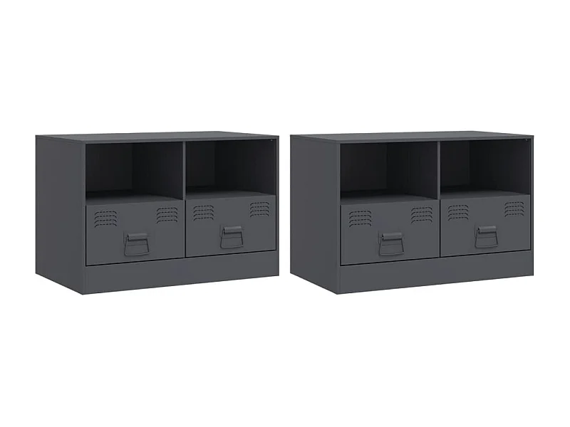 Amelie  Meubles TV 2 pcs anthracite 67x39x44 cm acier