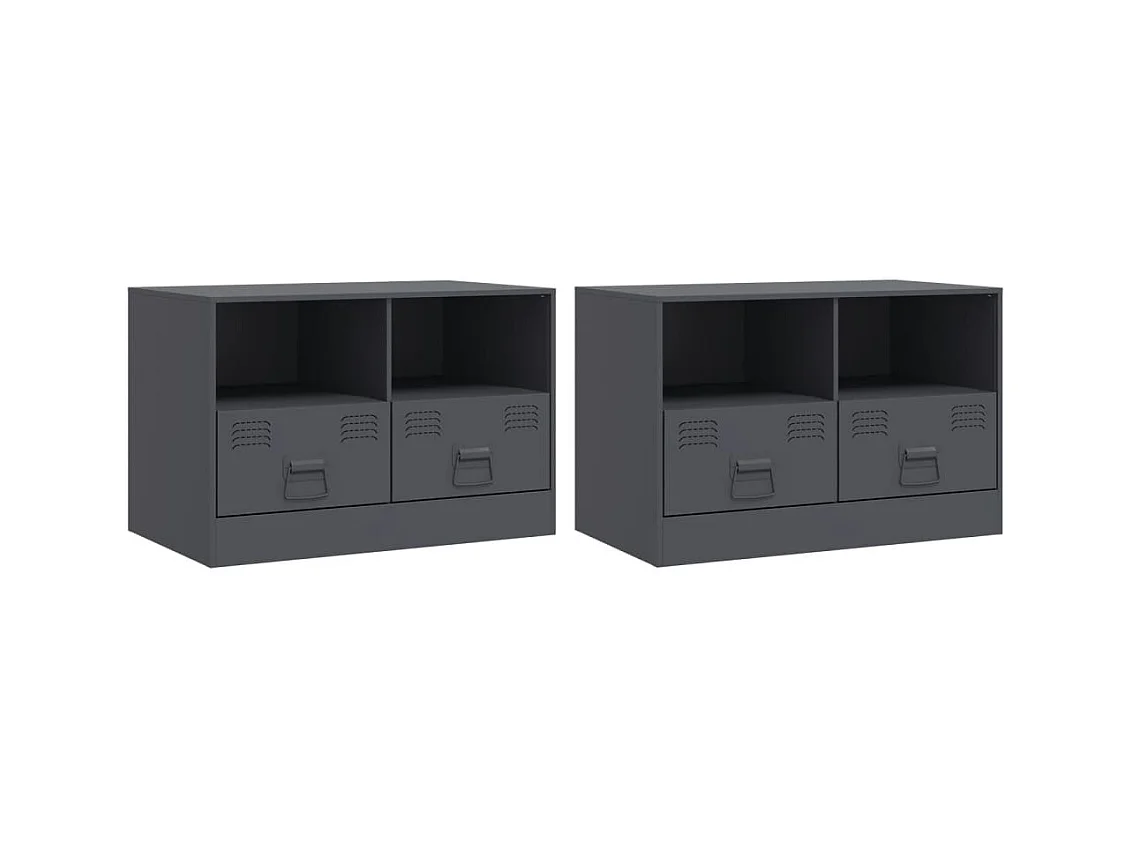 Amelie  Meubles TV 2 pcs anthracite 67x39x44 cm acier