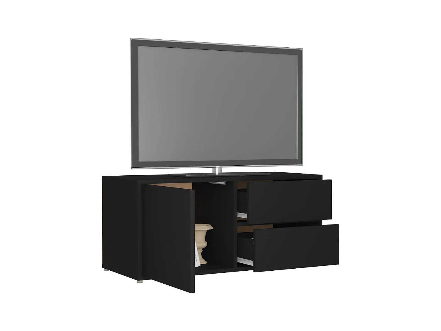 Waianae  Tv-meubel 80x34x36 cm bewerkt hout zwart