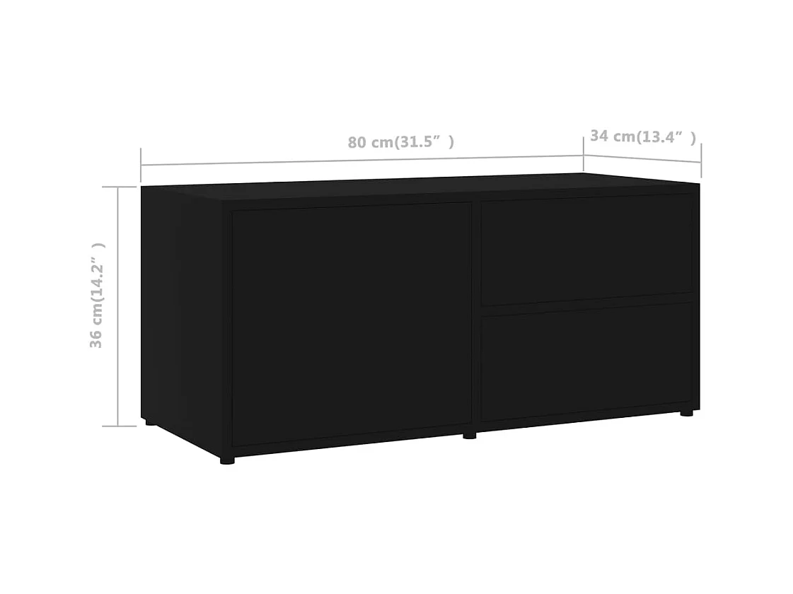 Waianae  Mueble para TV madera contrachapada negro 80x34x36 cm