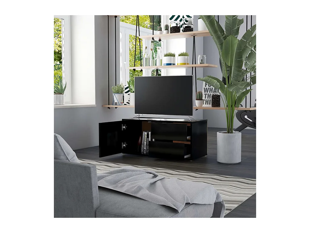 Waianae  Mueble para TV madera contrachapada negro 80x34x36 cm