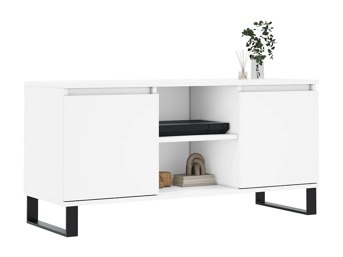 Sigtrud  Mueble de TV madera de ingeniería blanco 104x35x50 cm