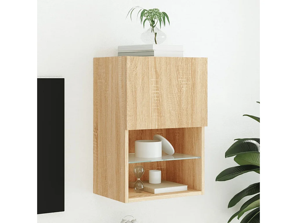 Almar  Meuble TV avec lumières LED chêne sonoma 40,5x30x60 cm