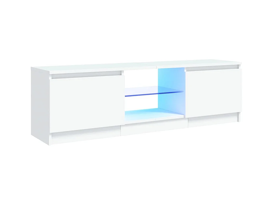 Vasil  Meuble TV avec lumières LED Blanc 120x30x36 cm