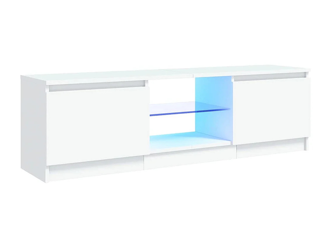 Vasil  Meuble TV avec lumières LED Blanc 120x30x36 cm