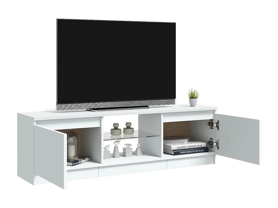 Vasil  Meuble TV avec lumières LED Blanc 120x30x36 cm