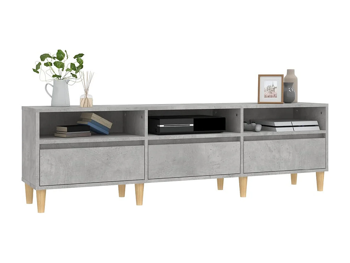 Lin  Mueble de TV madera contrachapada gris hormigón 150x30x44,5 cm