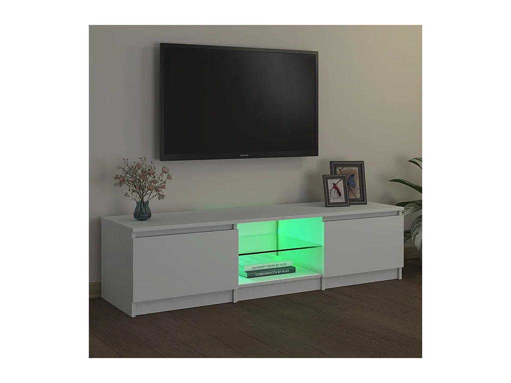 Vasil  Meuble TV avec lumières LED blanc 140x40x36 cm