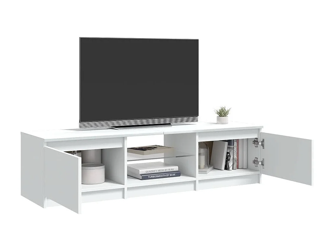 Vasil  Meuble TV avec lumières LED blanc 140x40x36 cm