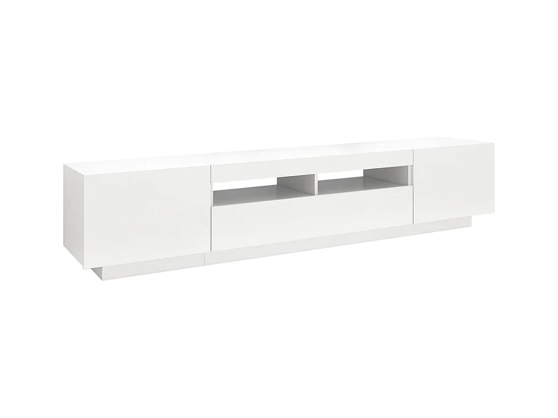 Havva  Meuble TV avec lumières LED Blanc 200x35x40 cm