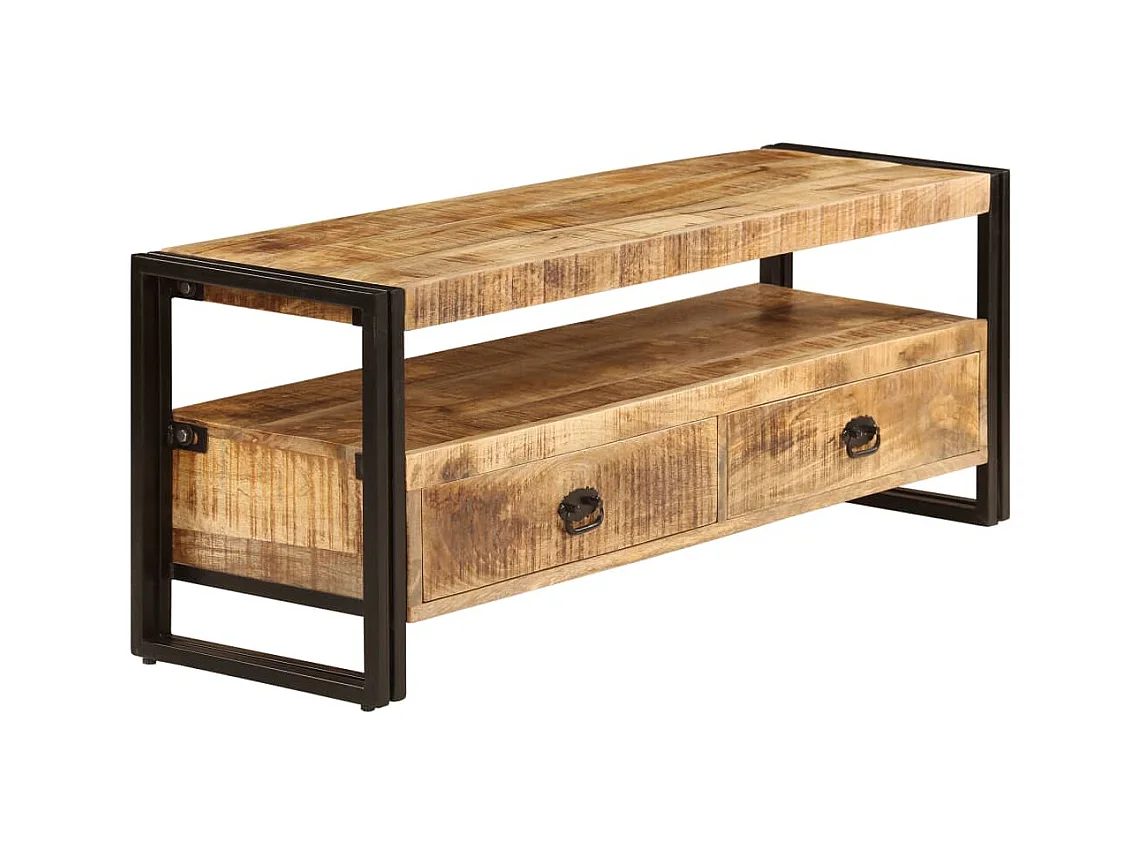 Gudrunn  Meuble TV 120x35x45 cm Bois solide de manguier