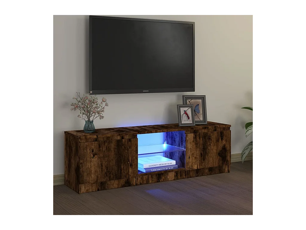 Vasil  Tv-meubel met LED-verlichting 120x30x36 cm gerookt eikenkleur