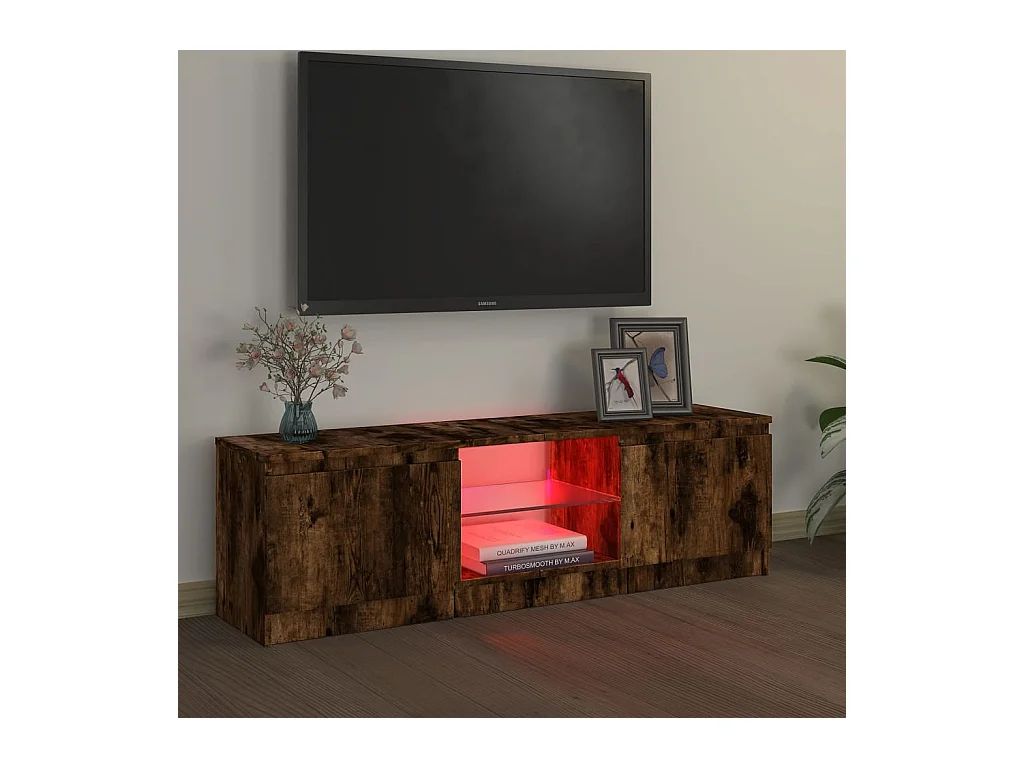 Vasil  Tv-meubel met LED-verlichting 120x30x36 cm gerookt eikenkleur