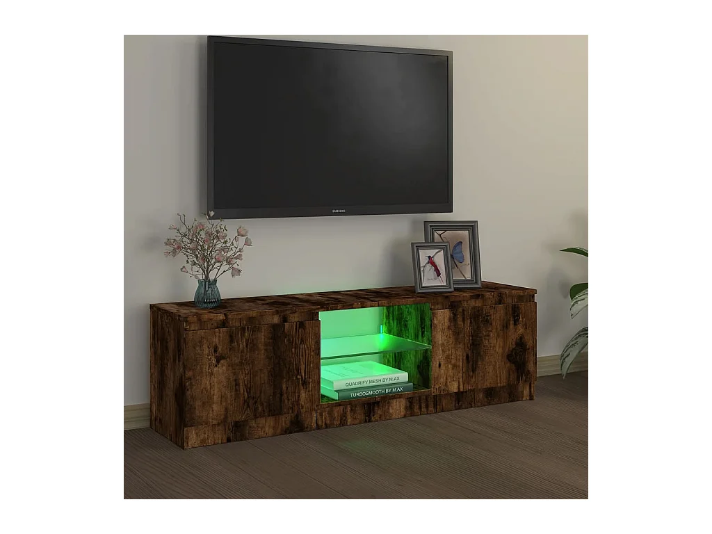 Vasil  Tv-meubel met LED-verlichting 120x30x36 cm gerookt eikenkleur