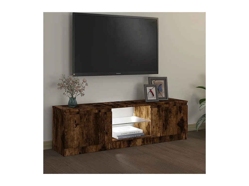 Vasil  Tv-meubel met LED-verlichting 120x30x36 cm gerookt eikenkleur