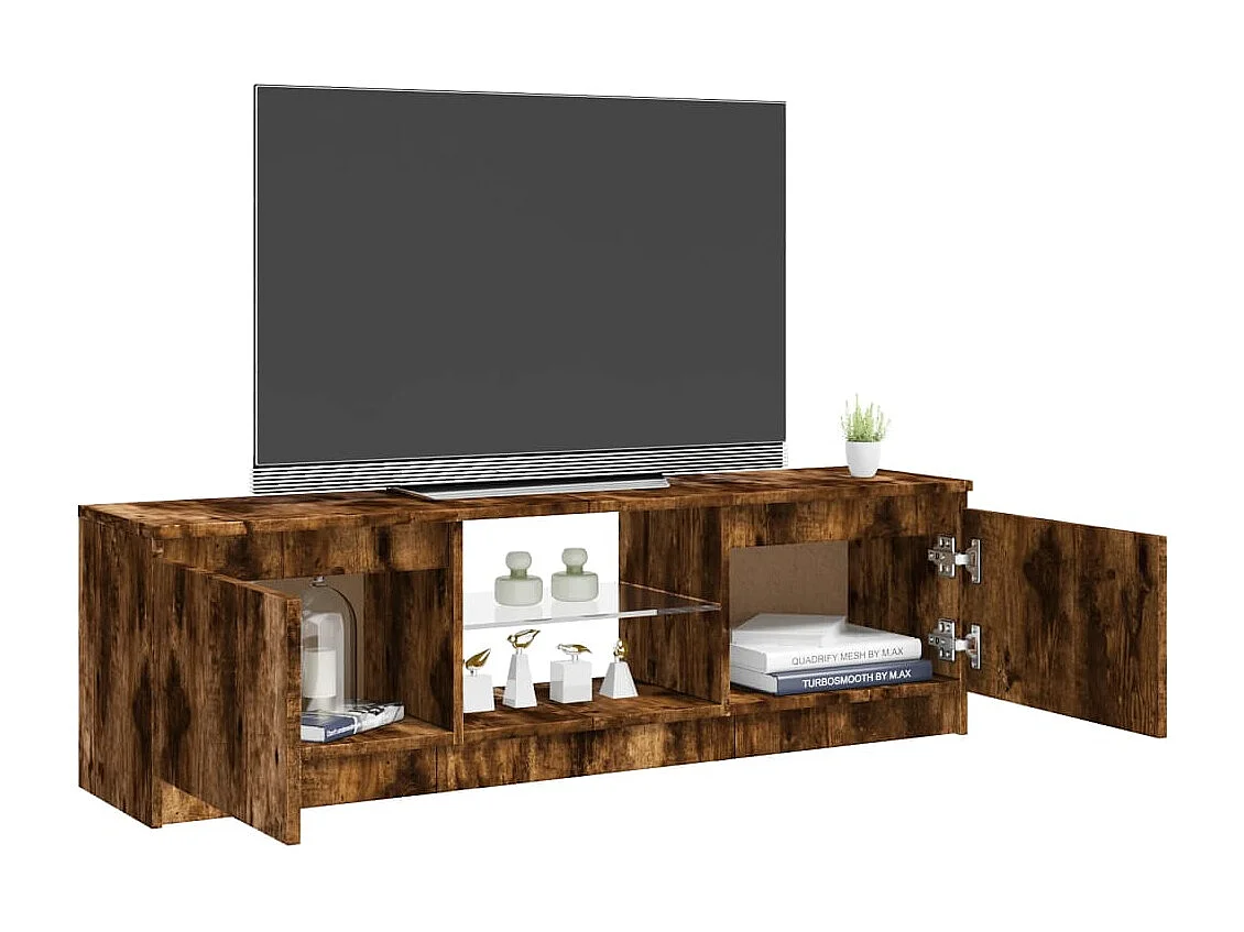 Vasil  Tv-meubel met LED-verlichting 120x30x36 cm gerookt eikenkleur
