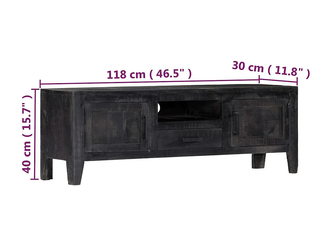 Garden Furniture -  Tv-meubel 118x30x40 cm massief mangohout zwart