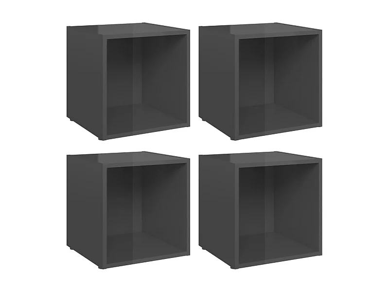 Cape Canaveral  Tv-meubelen 4 st 37x35x37 cm bewerkt hout hoogglans grijs