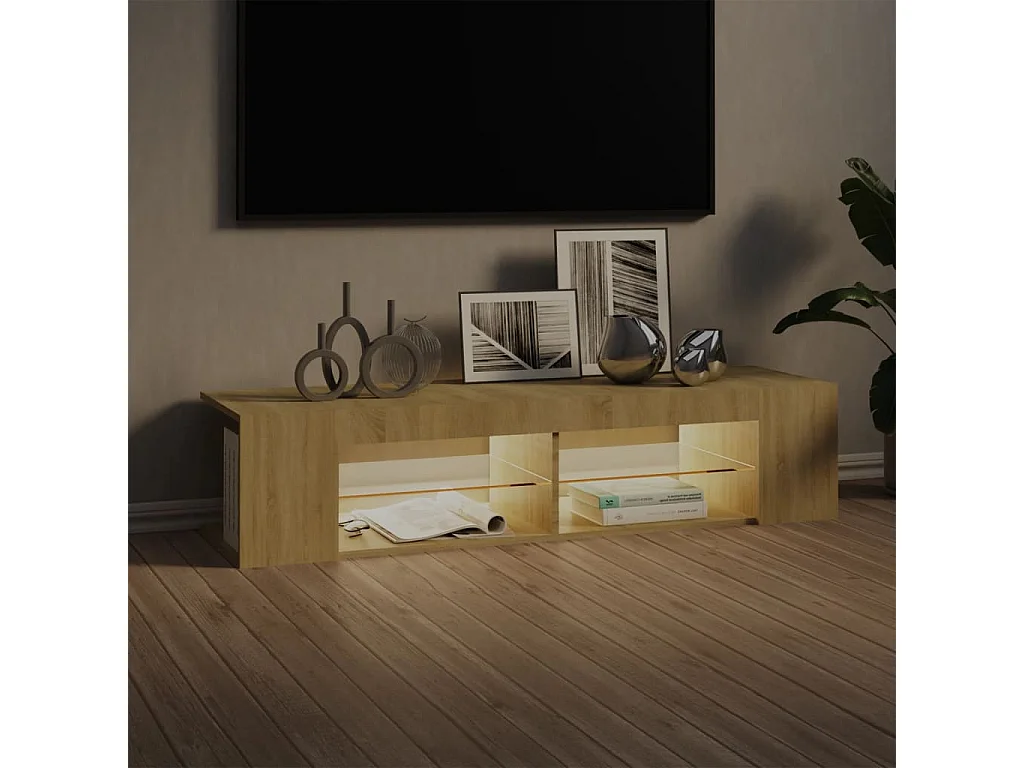 Henryetta  Meuble TV avec lumières LED chêne sonoma 135x39x30 cm
