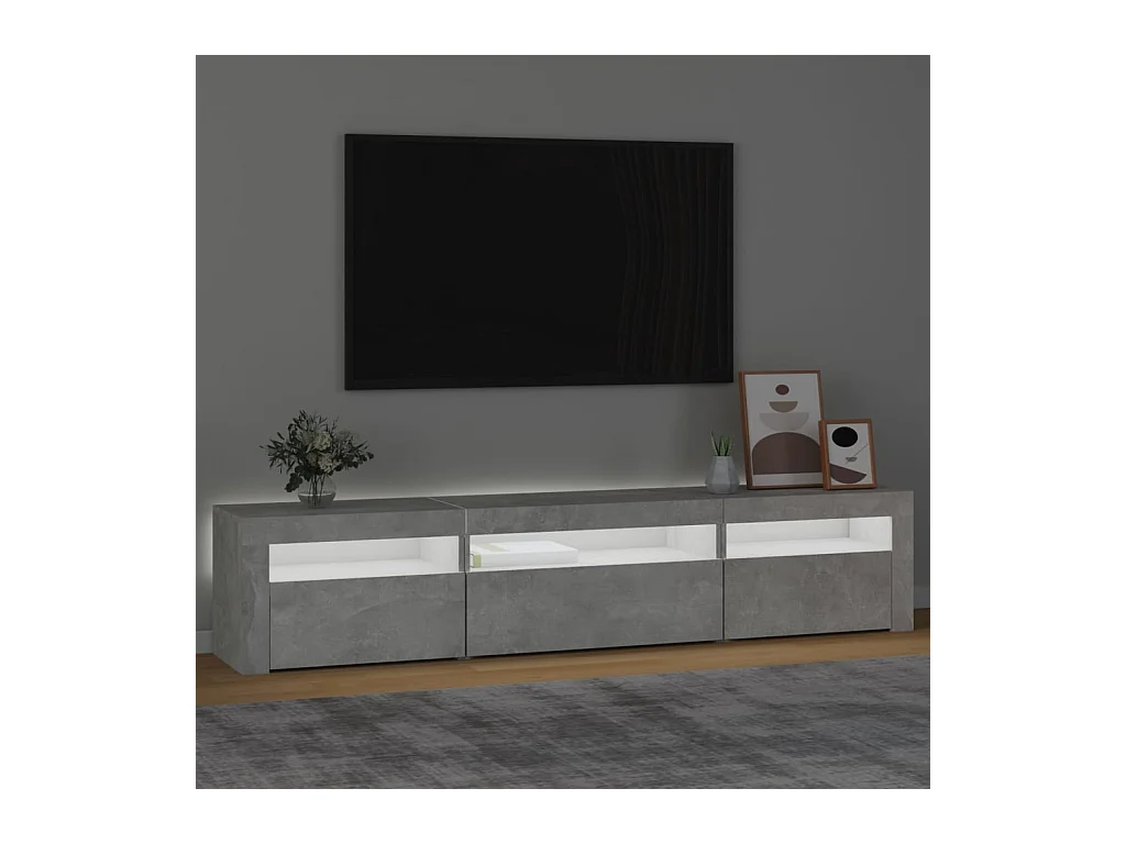 Vleteren  Tv-meubel met LED-verlichting 195x35x40 cm betongrijs