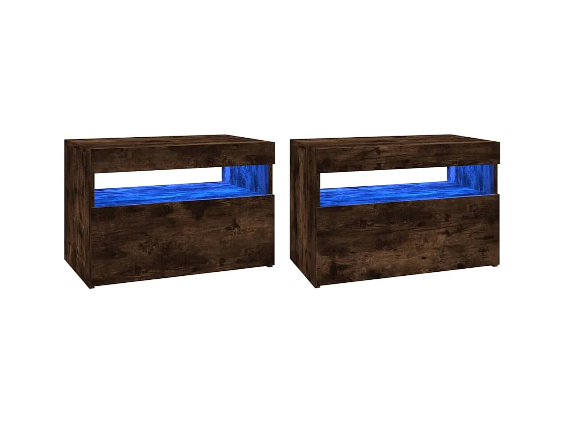 Ilion  Tv-meubels 2 st met LED-verlichting 60x35x40 cm gerookt eiken