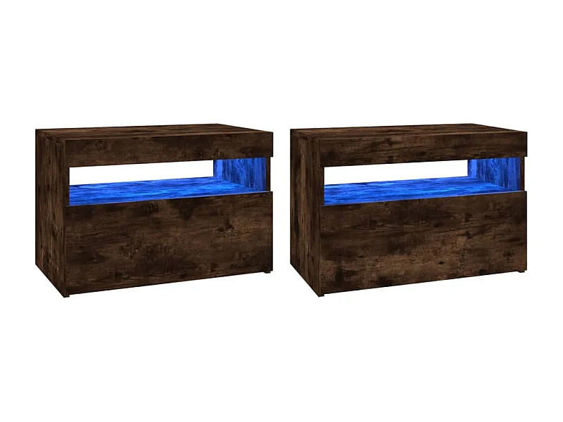 Ilion  Meubles TV 2 pcs avec lumières LED Chêne fumé 60x35x40 cm