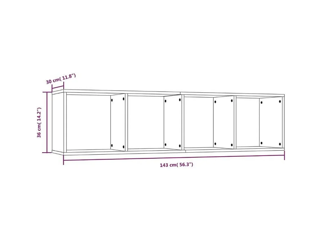 Thorben  Estantería/mueble de TV madera gris Sonoma 143x30x36 cm