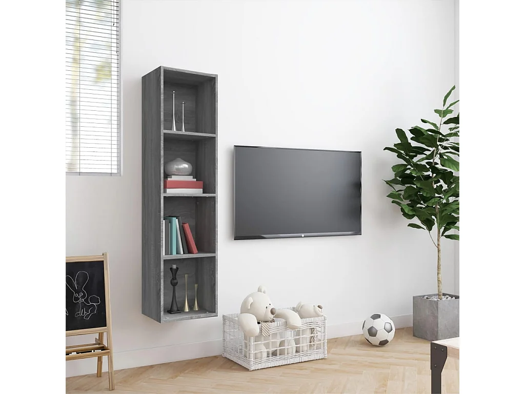 Thorben  Boekenkast / tv-meubel 143x30x36 cm grijs sonoma eikenkleurig