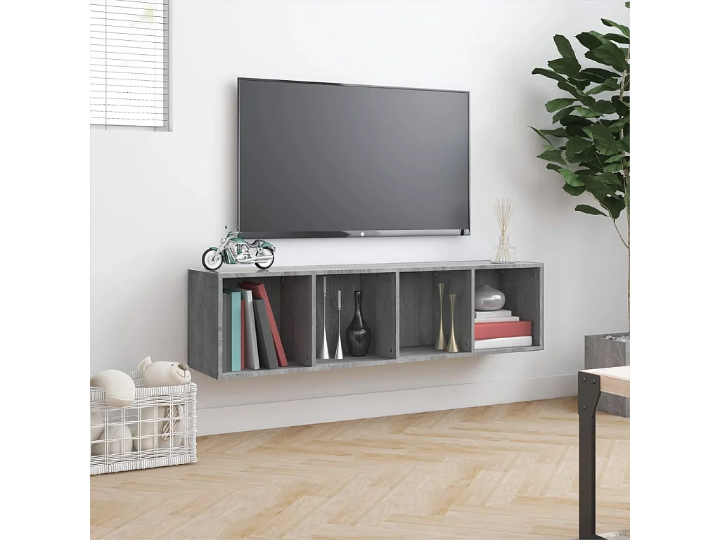 Thorben  Boekenkast / tv-meubel 143x30x36 cm grijs sonoma eikenkleurig