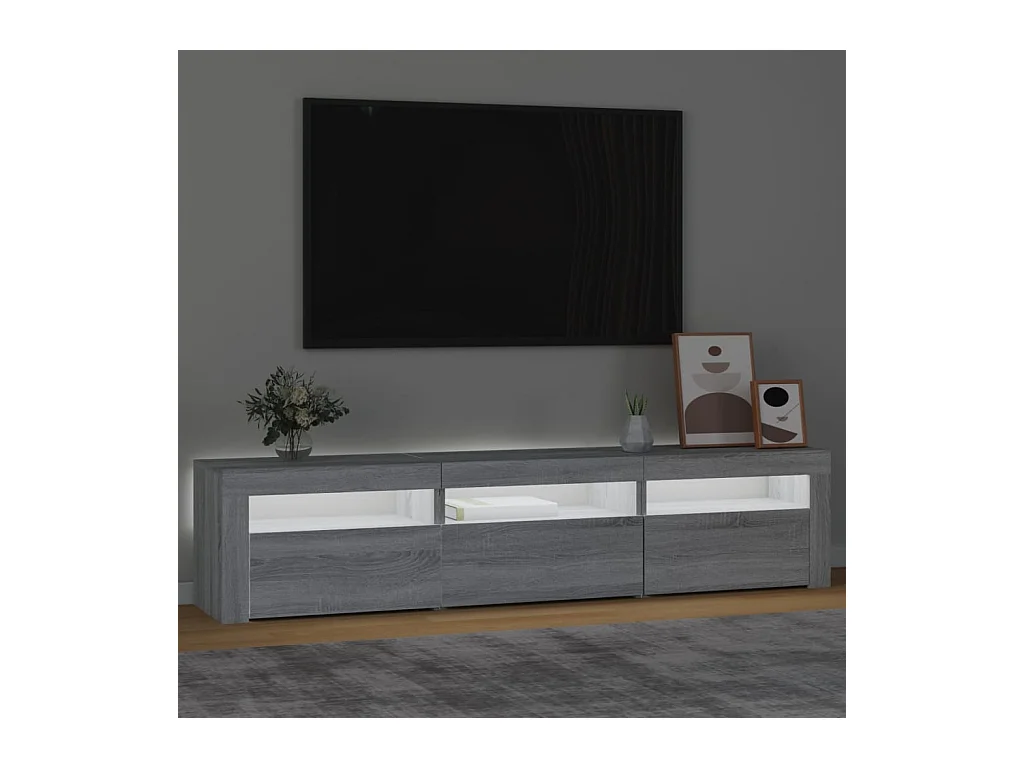 Vleteren  Tv-meubel met LED-verlichting 180x35x40 cm grijs sonoma eiken