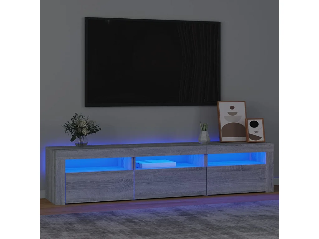 Vleteren  Meuble TV avec lumières LED Sonoma gris 180x35x40 cm