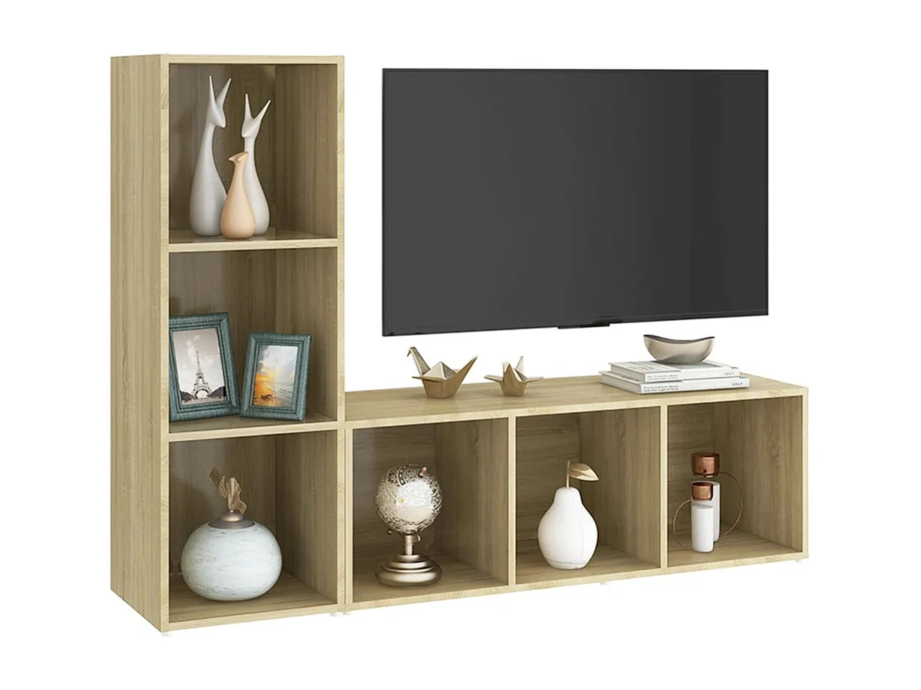 Garden Furniture -  Meubles TV 2 pcs Chêne sonoma 107x35x37 cm Bois d'ingénierie