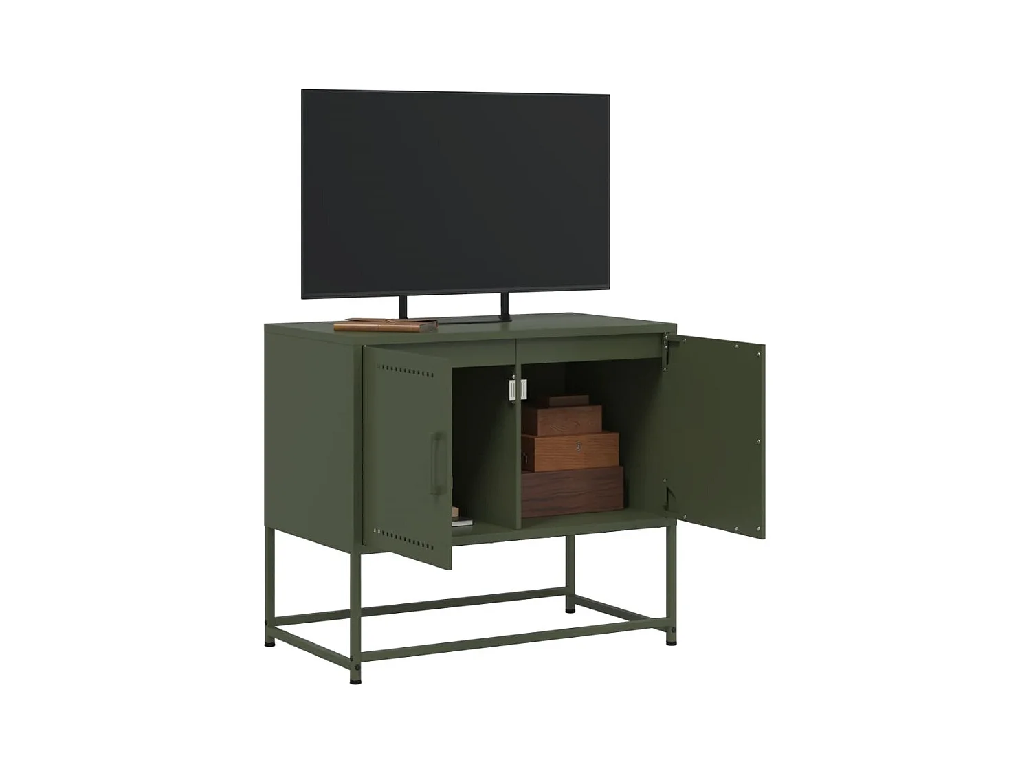 Cerlan  Meuble TV vert olive 68,5x39x60,5 cm acier