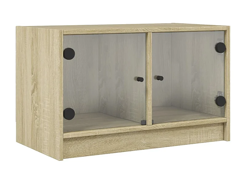 Herpen  Mueble de TV con puertas de vidrio roble Sonoma 68x37x42 cm