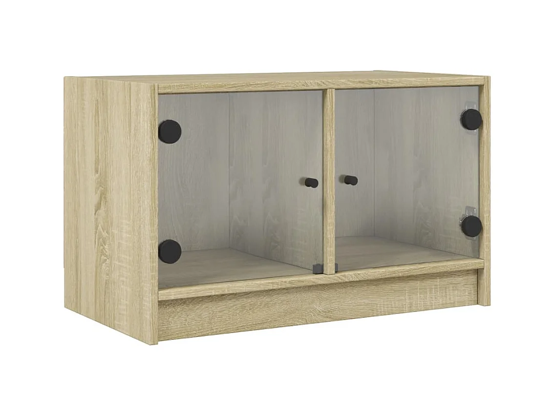 Herpen  Mueble de TV con puertas de vidrio roble Sonoma 68x37x42 cm