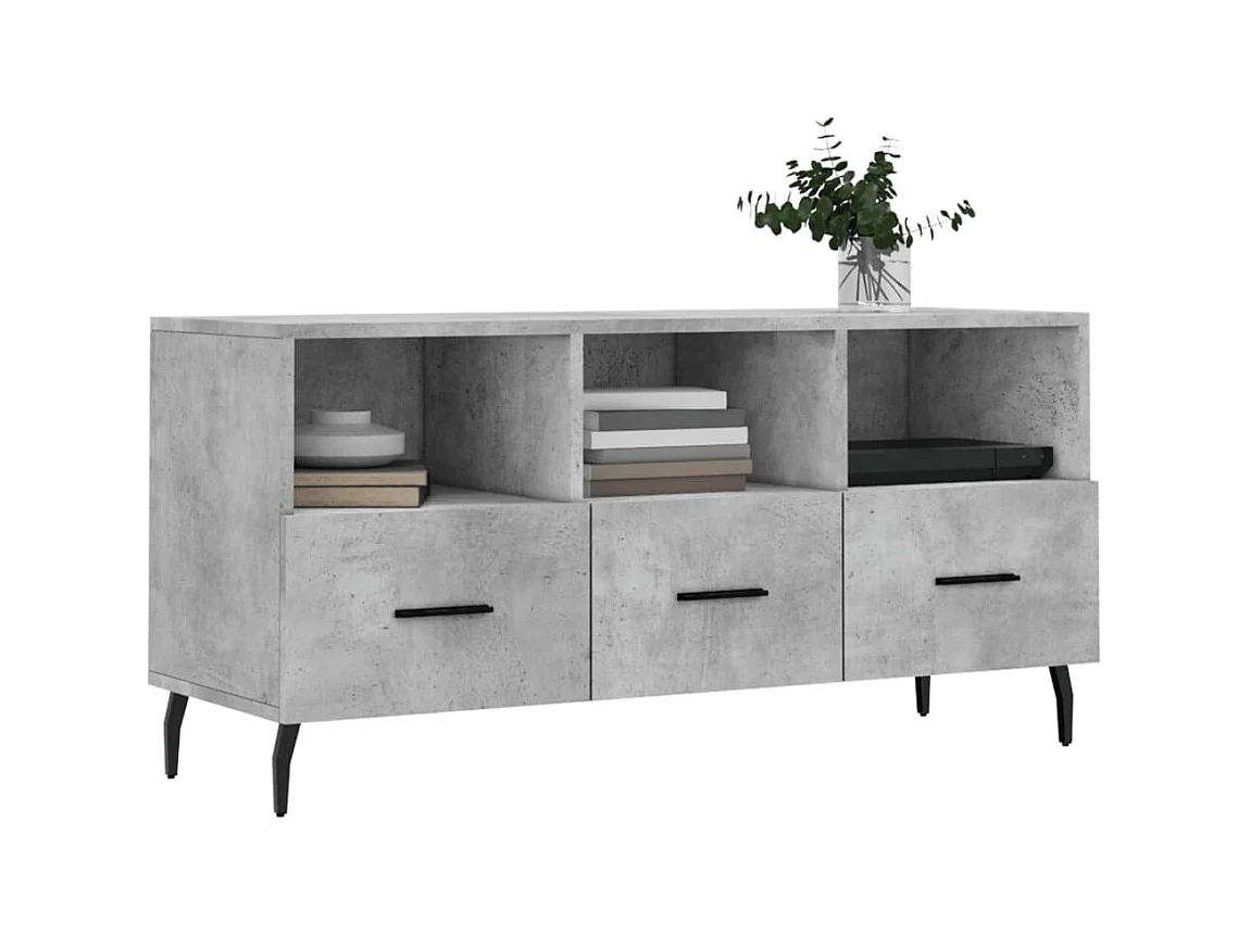 Xandir  Tv-meubel 102x36x50 cm bewerkt hout betongrijs