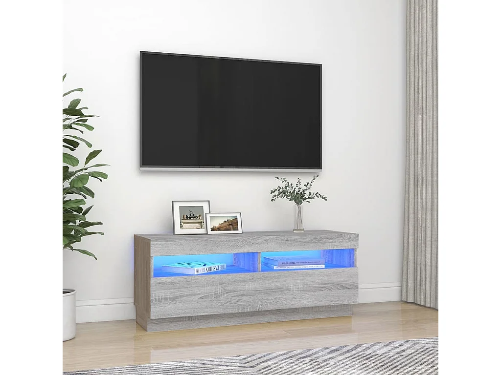 Roelant  Meuble TV avec lumières LED sonoma gris 100x35x40 cm