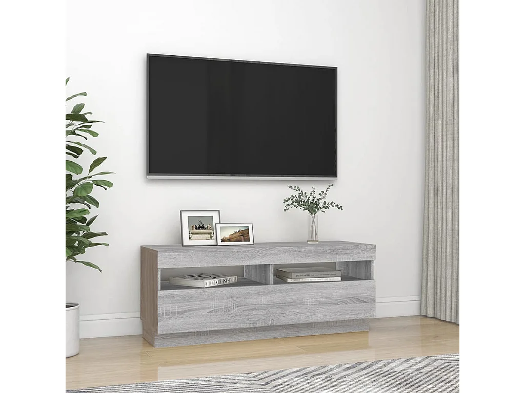 Roelant  Meuble TV avec lumières LED sonoma gris 100x35x40 cm