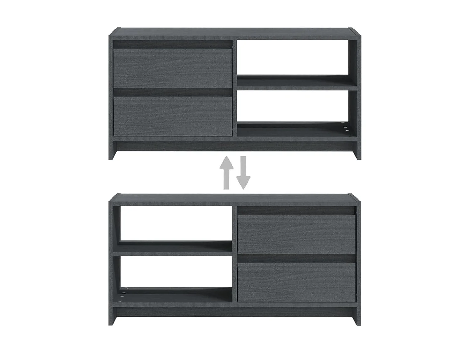 Velda  Meuble TV Gris 80x31x39 cm Bois de pin massif
