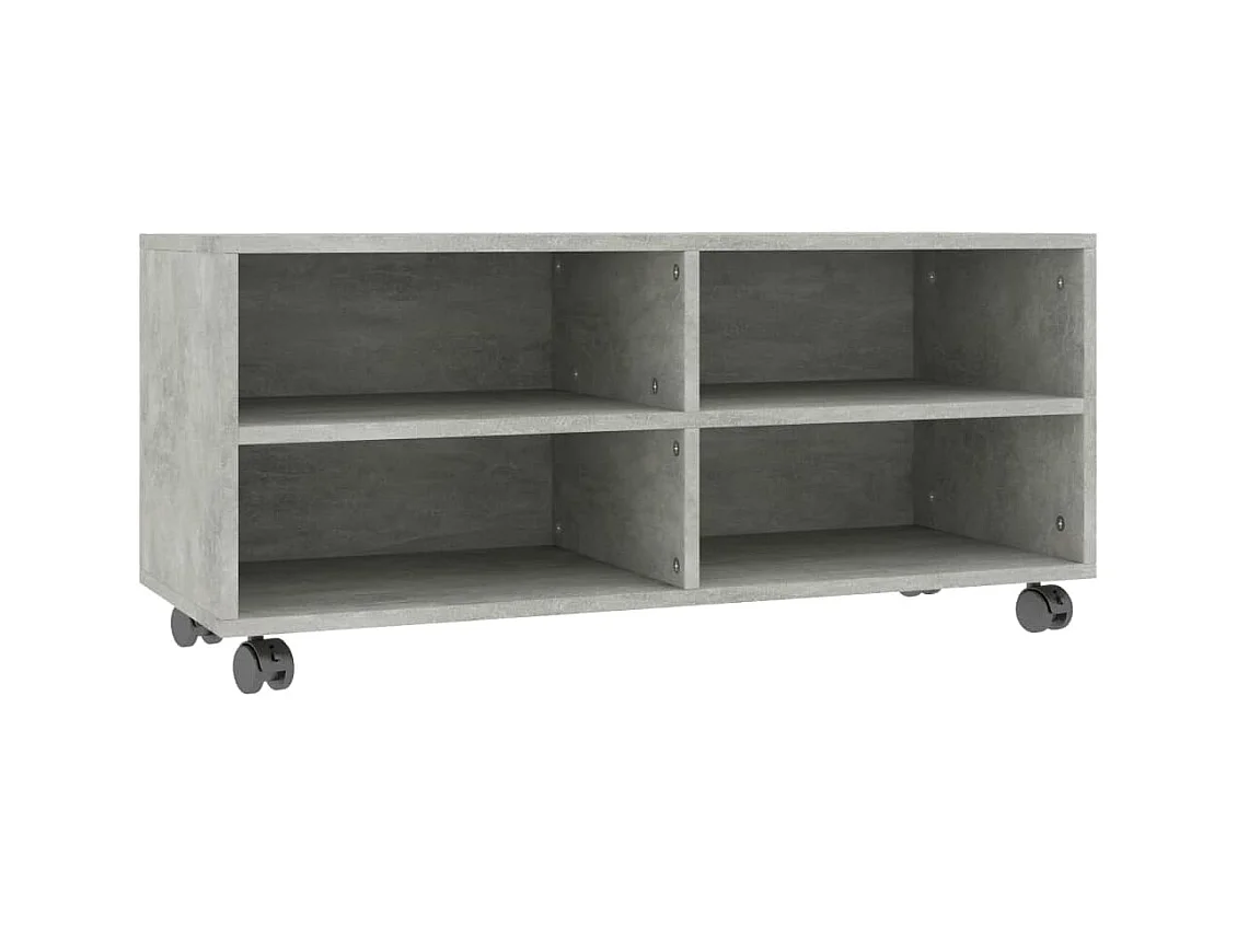 Yron  Meuble TV avec roulettes Gris béton 90x35x35 cm Bois ingénierie