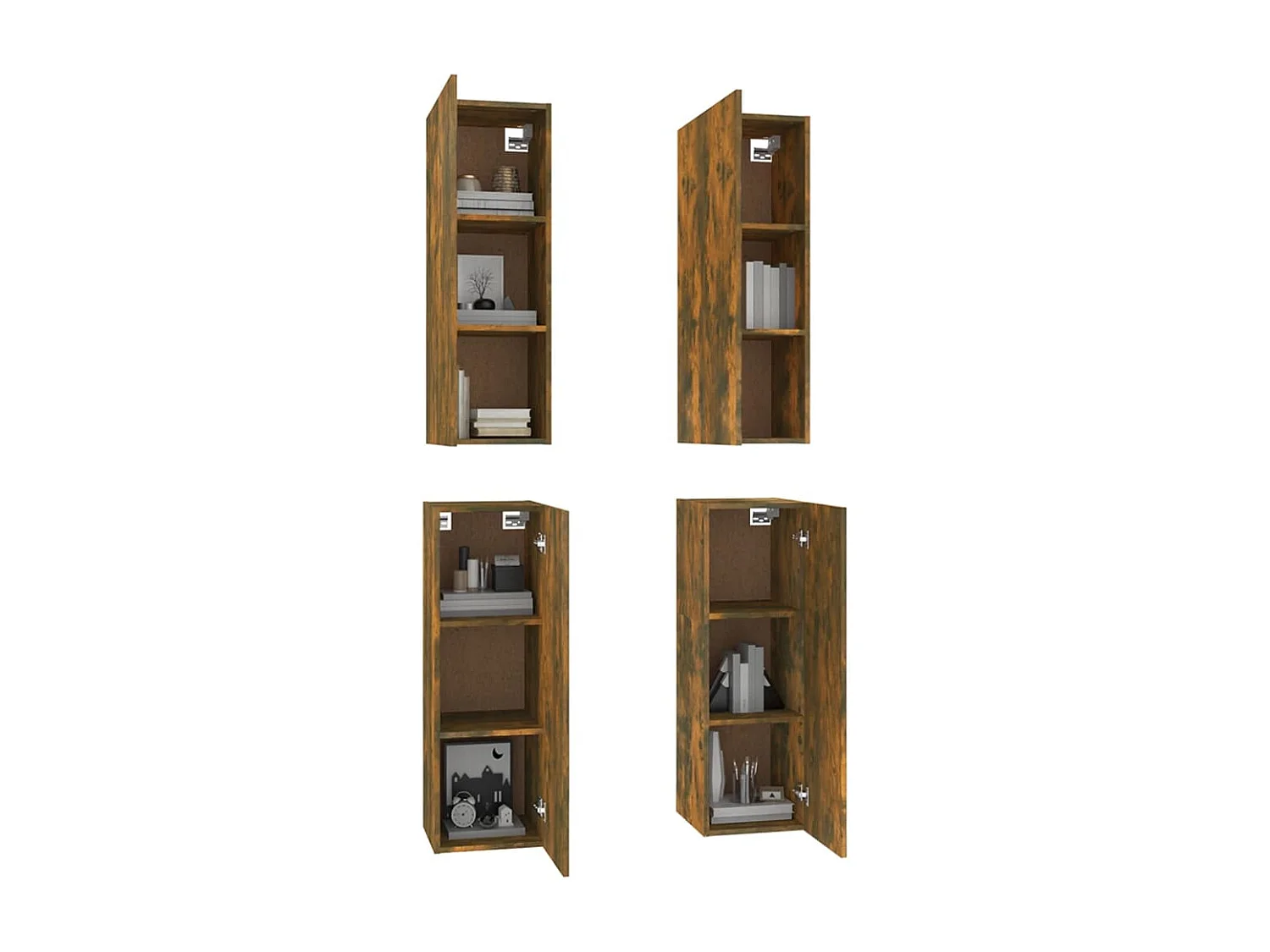 Lea  Tv-meubelen 4 st 30,5x30x90 cm bewerkt hout gerookt eikenkleur