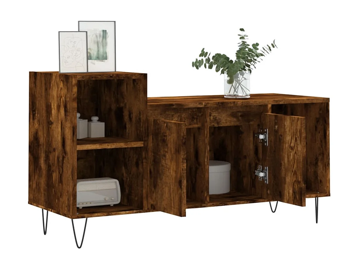 Erinor  Meuble TV Chêne fumé 100x35x55 cm Bois d'ingénierie